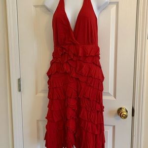 Red, slinky dress